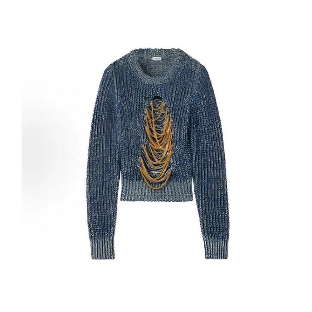 Loewe Blue Sweater with Gold Accents